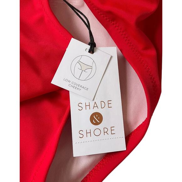 Shade & Shore Red Low Coverage  Bikini Bottom Swimwear Women Sz Large NWT | 51-4 - Picture 4 of 5